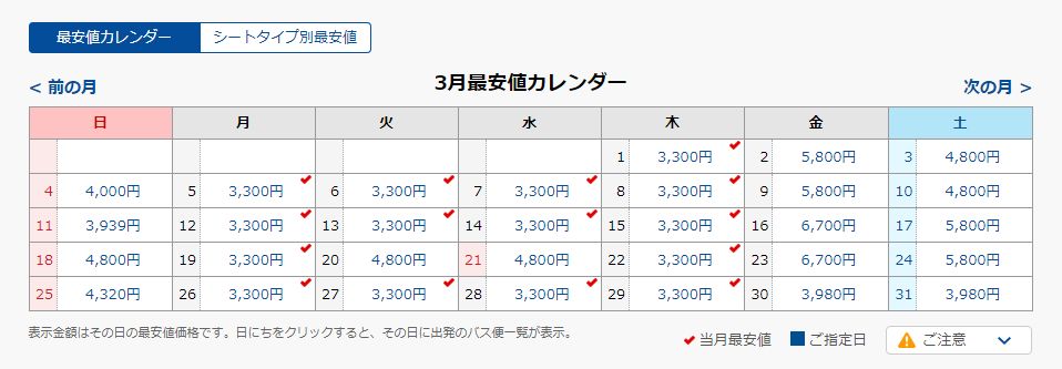 曜日によって料金が異なることを知っておこう！