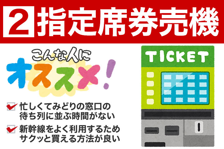 指定席券売機での新幹線チケットの買い方